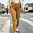 thumbnail image 6 of Women's High Waist Tan Skinny Jeans with Pockets, Stretch Casual Denim Pants, 6 of 8