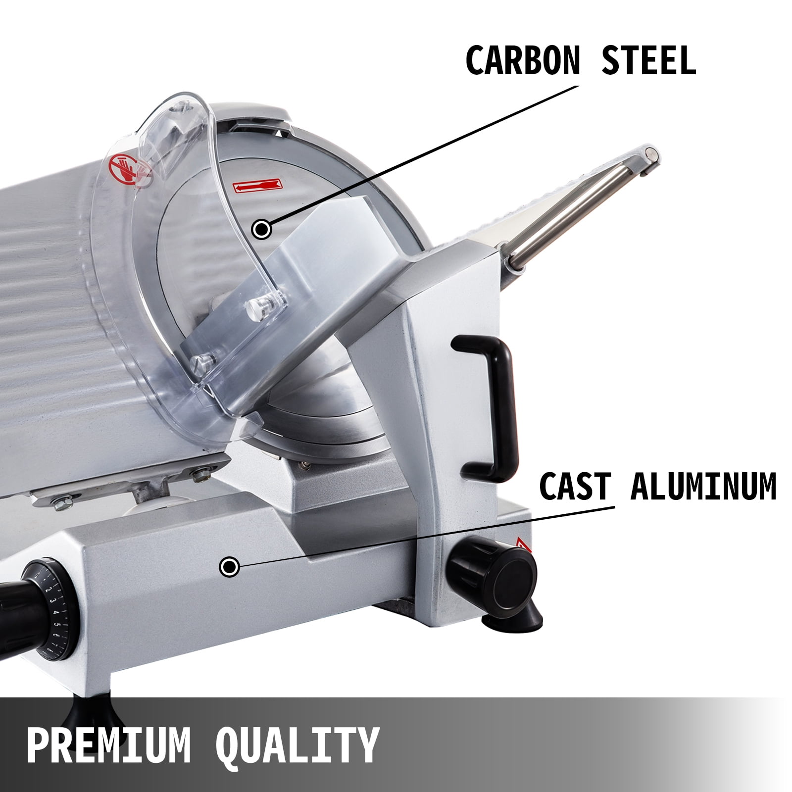 VEVORbrand Commercial Meat Slicer 12 inch,Electric Food Cutter Semi-Auto 320W Premium Stainless Steel Adjustable Thickness for Cheese Veggies Ham Fruit, Sliver