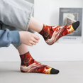 thumbnail image 2 of Fuzoiu Red Leaf Flame Fox Print Adult Socks, Crew Moisture-wicking Socks, Unisex Cushion Crew Socks,Casual Sports Ankle Socks, 2 of 7