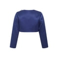 thumbnail image 2 of YEAHDOR Kids Girls Long Sleeves Bolero 3D Applique Flower Girl Dress Coat Fully Liner Cardigan Wedding Shrug Navy Blue 6, 2 of 7