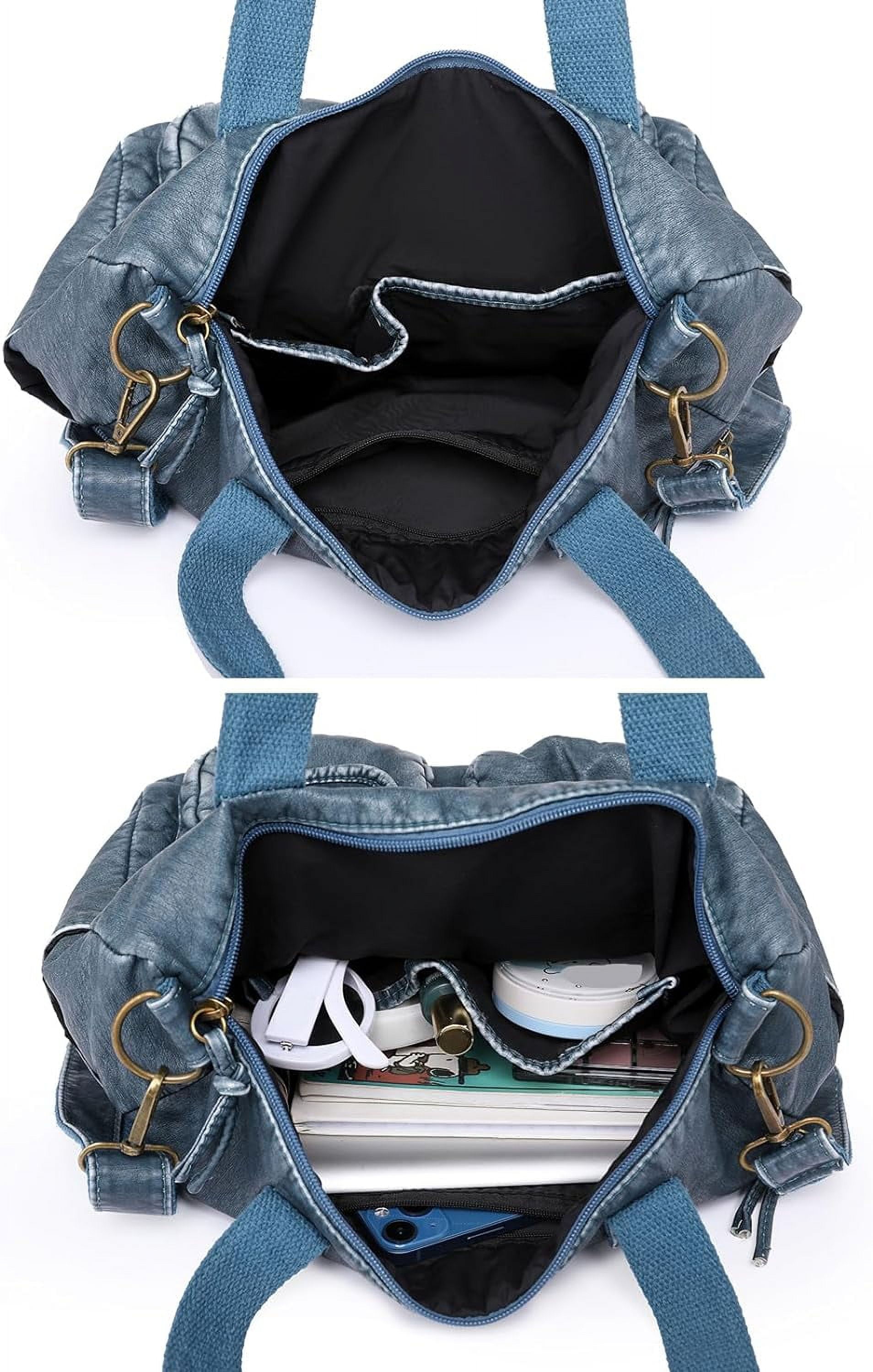 Crossbody Bag for Women Multi Pocket Shoulder Bags Medium Travel Purses Ultra Soft Washed Leather