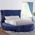 thumbnail image 2 of Furniture of America Vriam Glam Fabric Wingback Storage King Bed in Blue, 2 of 7