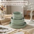 thumbnail image 4 of Vesteel Dinnerware Sets for 2, 8-Piece Stoneware Plates and Bowls Set, Dishes Set for Home Restaurant, Microwave and Dishwasher Safe, Light Green, 4 of 10