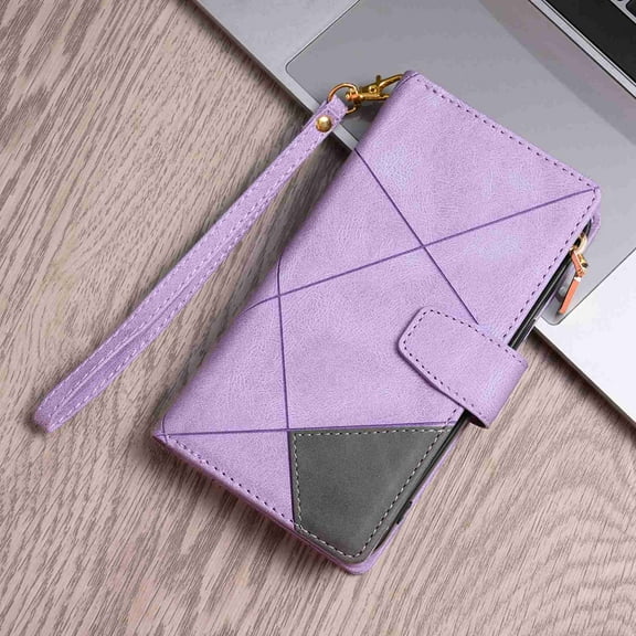 Dteck Wallet Case for Google Pixel 7, Vintage Premium PU Leather Cover Flip Case with 9 Card Slots Magnetic Closure Zipper Pocket Kickstand Handbag with Hand Strap, Purple