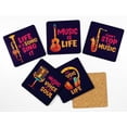 thumbnail image 2 of Inkdotpot Set of 6 Drink Coasters DecorativeNon,SlipCork Base4-inch Square PrintedCoastersEasy Clean- Music Quote, 2 of 8