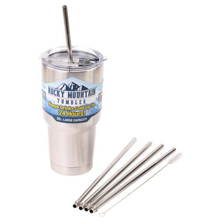 4 Long Bend 9.5 inch Stainless Straws 30 oz Yeti Tumbler Rambler Vacuum Cups CocoStraw Brand Drinking Steel Straw 20 oz, Silver