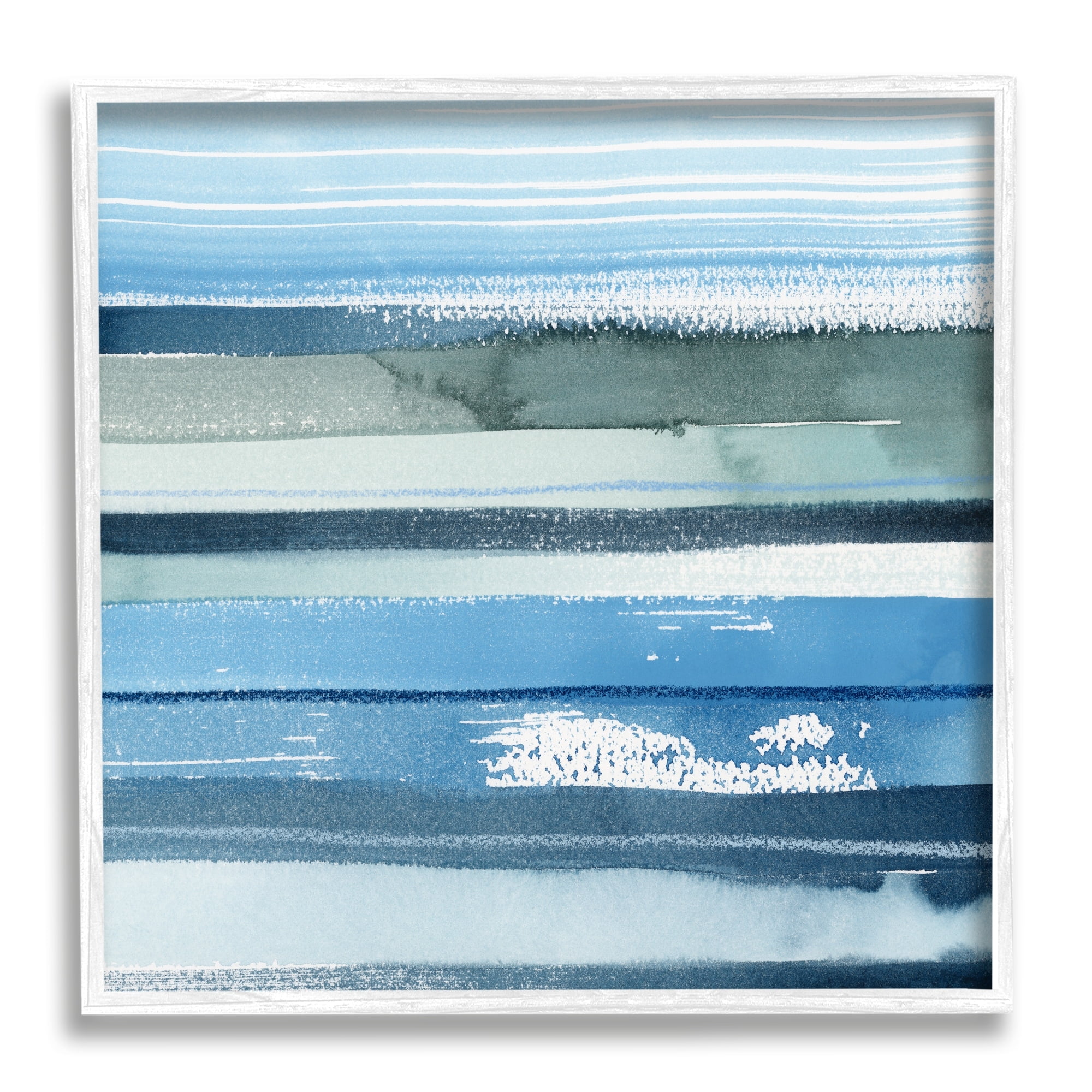 Stupell Industries Abstract Ocean Landscape Saturated Blue Striped Lines Painting White Framed Art Print Wall Art, Design by Grace Popp