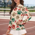 thumbnail image 3 of Yuyamidu Xmas Dog Paw Women's Long Sleeve Athletic Shirts Christmas Zip Up Golf Tennis Hiking Shirt Soft Sweatshirt Workout Tops Sportswear Size S, 3 of 8