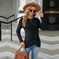 thumbnail image 4 of SWSMCLT Women's Soft Pullover Sweaters Long Sleeve Top Knit Tshirt Button Lightweight Dressy Sweater Asymmetric Fall Fashion Black X-Large, 4 of 5