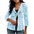 thumbnail image 2 of Vmvidoty Lace Cardigan for Women Open Front Long Sleeve Sheer Lace Floral Crochet Summer Shrug Bolero Cover Up Light Blue L, 2 of 8
