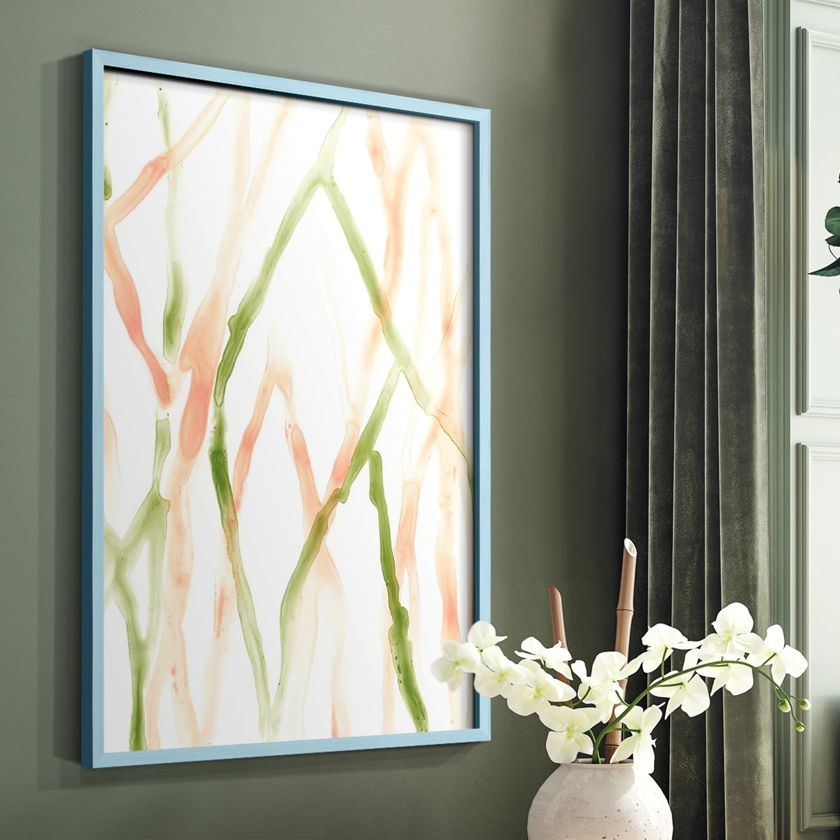 Runnel XIV Framed Print in Blue Solid Wood Framed Print No Nail Hanging