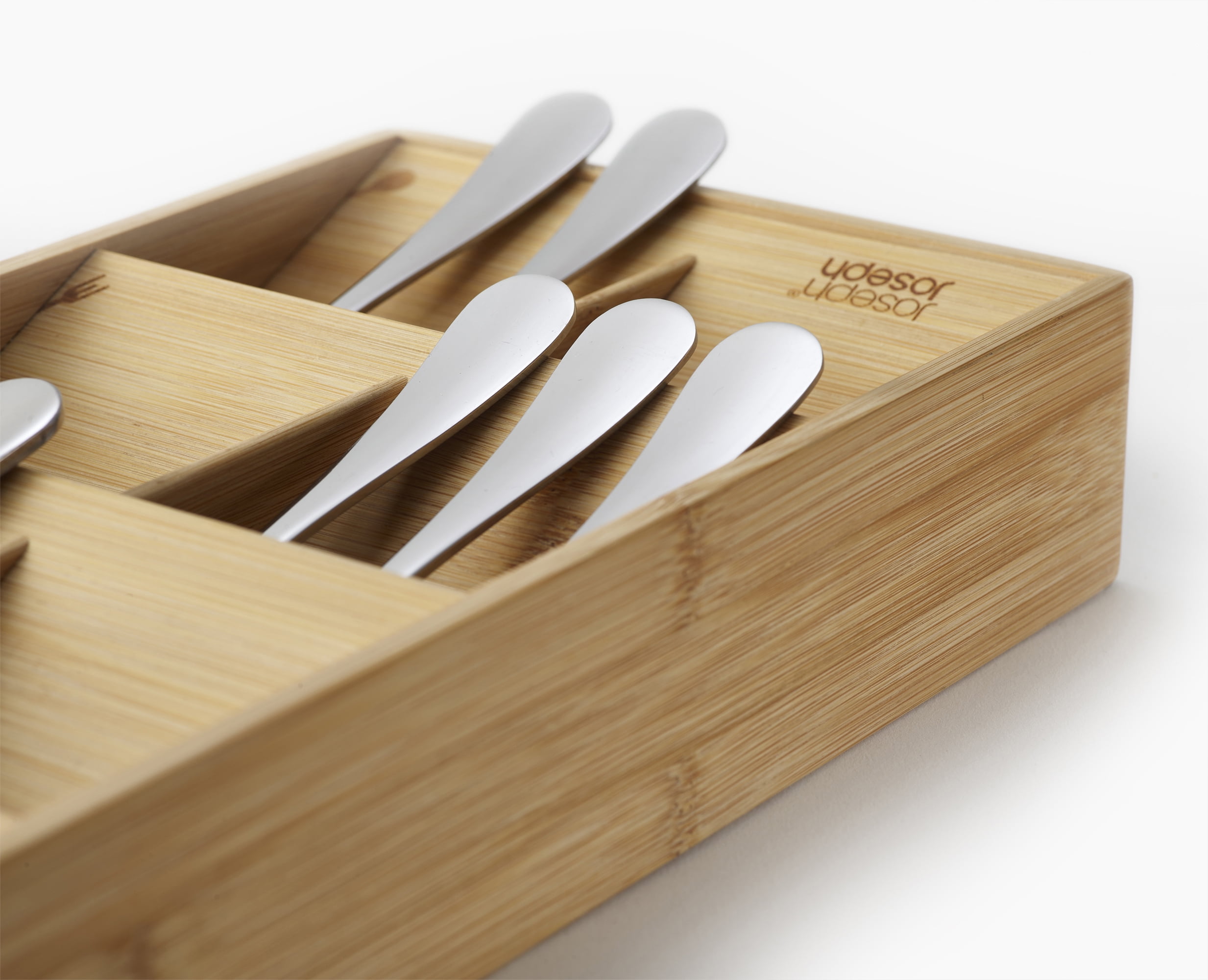 Joseph Joseph DrawerStore Bamboo Drawer Organizer for Silverware, Cutlery & Flatware