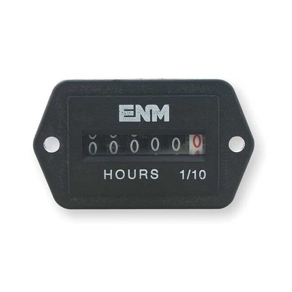 Enm DC Hour Meter,6-Digit,2-Hole Rectangular T41E45