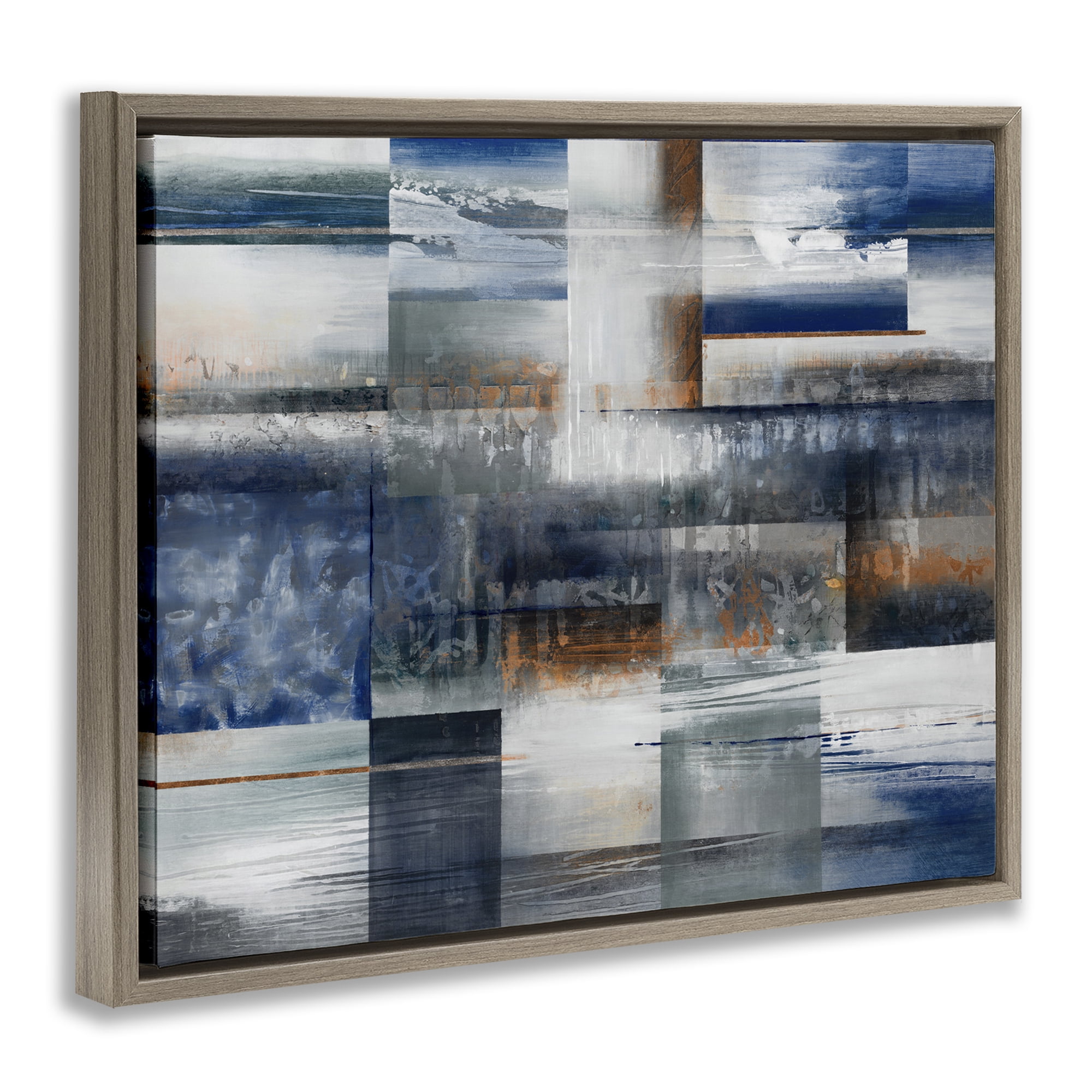 Stupell Industries Nautical & Nature Collage Abstract Painting Brown Floater Framed Canvas Art Print Wall Art, 31 x 25