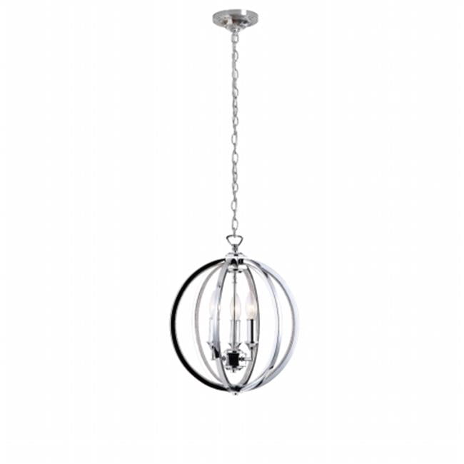 3 Light Chandelier with Crystal Studded Banding, Polished Chrome