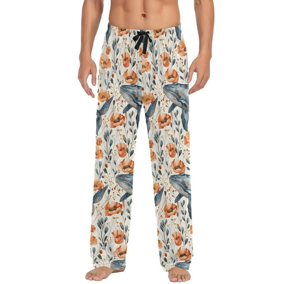 Whale Flowers Men's Pajama Pants with Pocket Lounge Pants Pajama Sleep Pant Pj Comfortable
