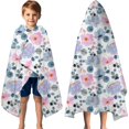 thumbnail image 3 of Pioneer Flower Floral Print Pattern Hooded Bath Towel，60"x35" for Ages 3 To 12 Kids, Quick Dry Lightweight Soft Microfiber Hood Beach Towel Cover Up for Kids, 3 of 7