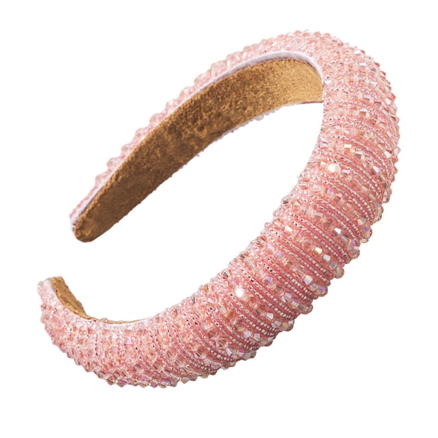 Sonducket Diademas con cuentas de cristal, tocado bohemio, accesorios flexibles para el cabello, diademas, tocados para mujer, boda Accesorio para el cabello Rosa