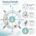 thumbnail image 2 of Boat Ship Steering Wheel with Fish Net and Shell Accents, Charming White Wall Decor for Beach-Inspired Home, Wood, 2 of 7
