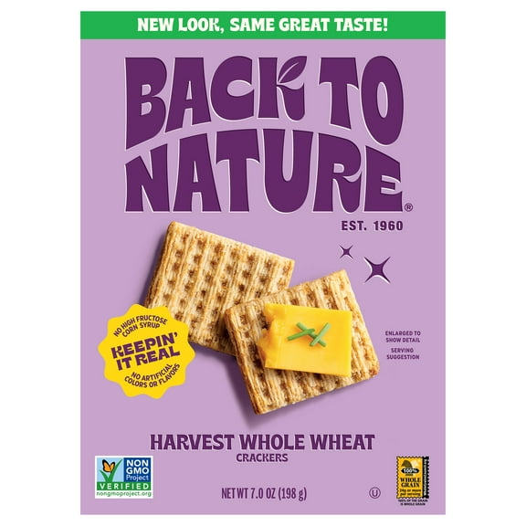 Back To Nature Harvest Whole Wheat Crackers, 7 oz, Case of 12
