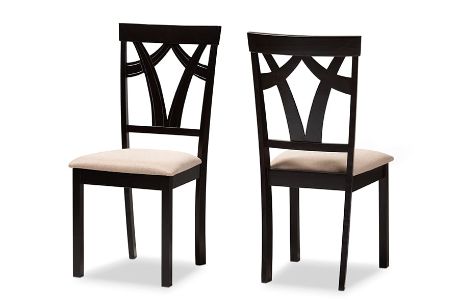 Baxton Studio Sylvia Modern and Contemporary Sand Fabric Upholstered and Espresso Brown Finished Dining Chair Set