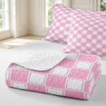 thumbnail image 4 of Manfei Classic Plaid Bed Spread Queen,Vintage Checkered Queen Coverlet Set,Pink,3pcs,1 Quilt and 2 Pillowcases, 4 of 7