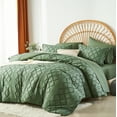 thumbnail image 2 of Davulos King Size Comforter Sets Dark Green Bed in a Bag 7 Pieces Boho Tufted Bed Set for All Seasons, Shabby Chic Embroidery Bedding with Comforter, Sheet, Pillowcases & Shams, 2 of 7