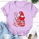 thumbnail image 2 of Camiseta de manga corta con cuello redondo y estampado de San Valentín para mujer Pompotops  hfajkhk125130, 2 of 4