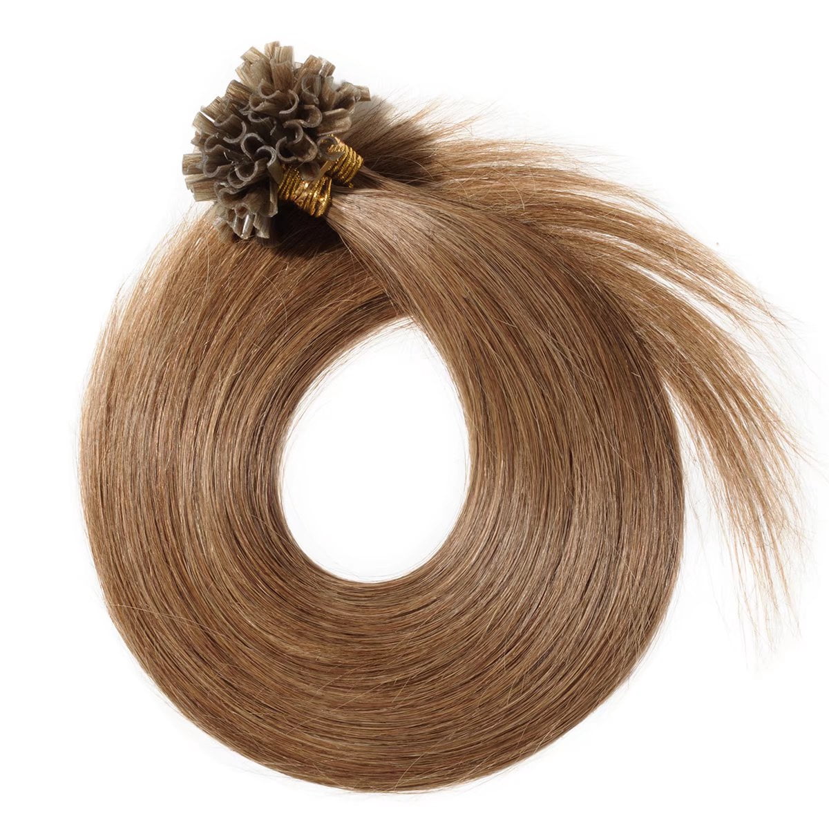MY-LADY 100S Nail U Tip Fusion 100% Remy Human Hair Extensions Keratin Pre Bonded Hairpiece Straight 0.5g/s, #06 Light Brown, 16inch