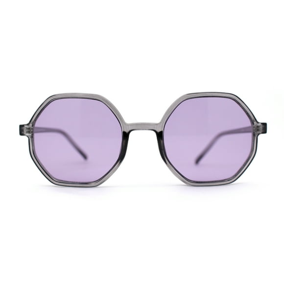 Mens Retro Squared Octagon Plastic Hippie Sunglasses Slate Purple