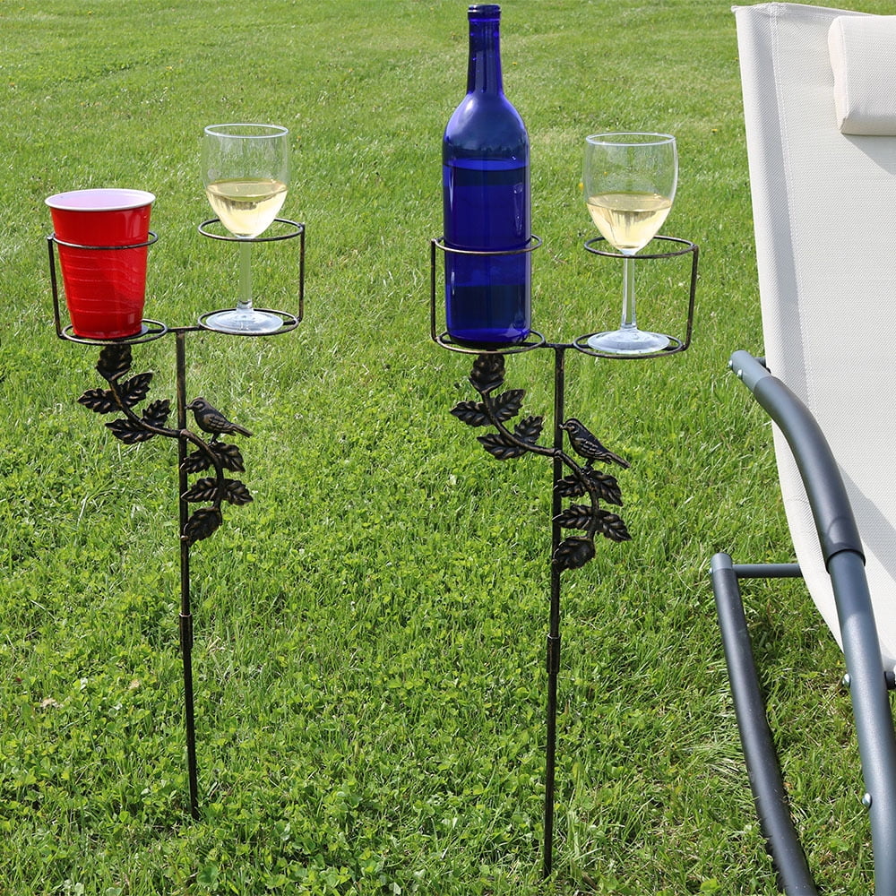 Sunnydaze Outdoor Drink Holders with Bird Decorative Accents, Beverage