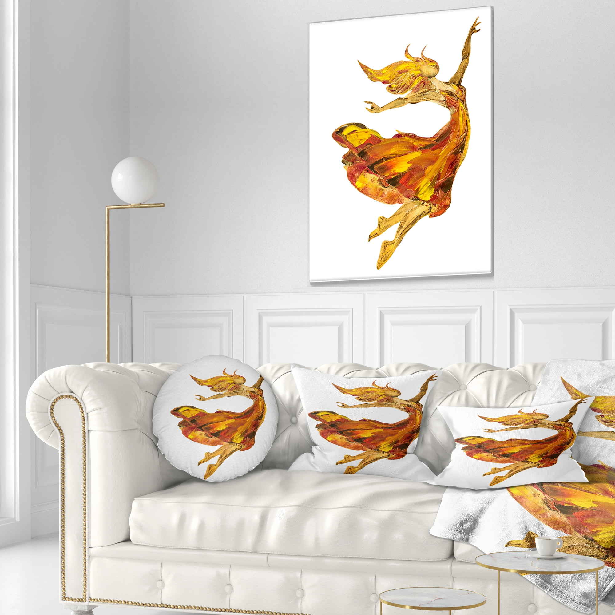 Designart Fire Ballerina - Portrait Throw Pillow - 12x20
