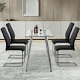 thumbnail image 4 of Set of 8 Modern Dining Chairs, Black PU Faux Leather Padded Seat with Metal Legs for Dining Room, 4 of 10