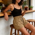 thumbnail image 4 of Flowy Athletic Shorts for Women Relaxed Fit High Waisted Tennis Short Workout Running Stretchy Drawstring Short with Pockets Khaki L, 4 of 5