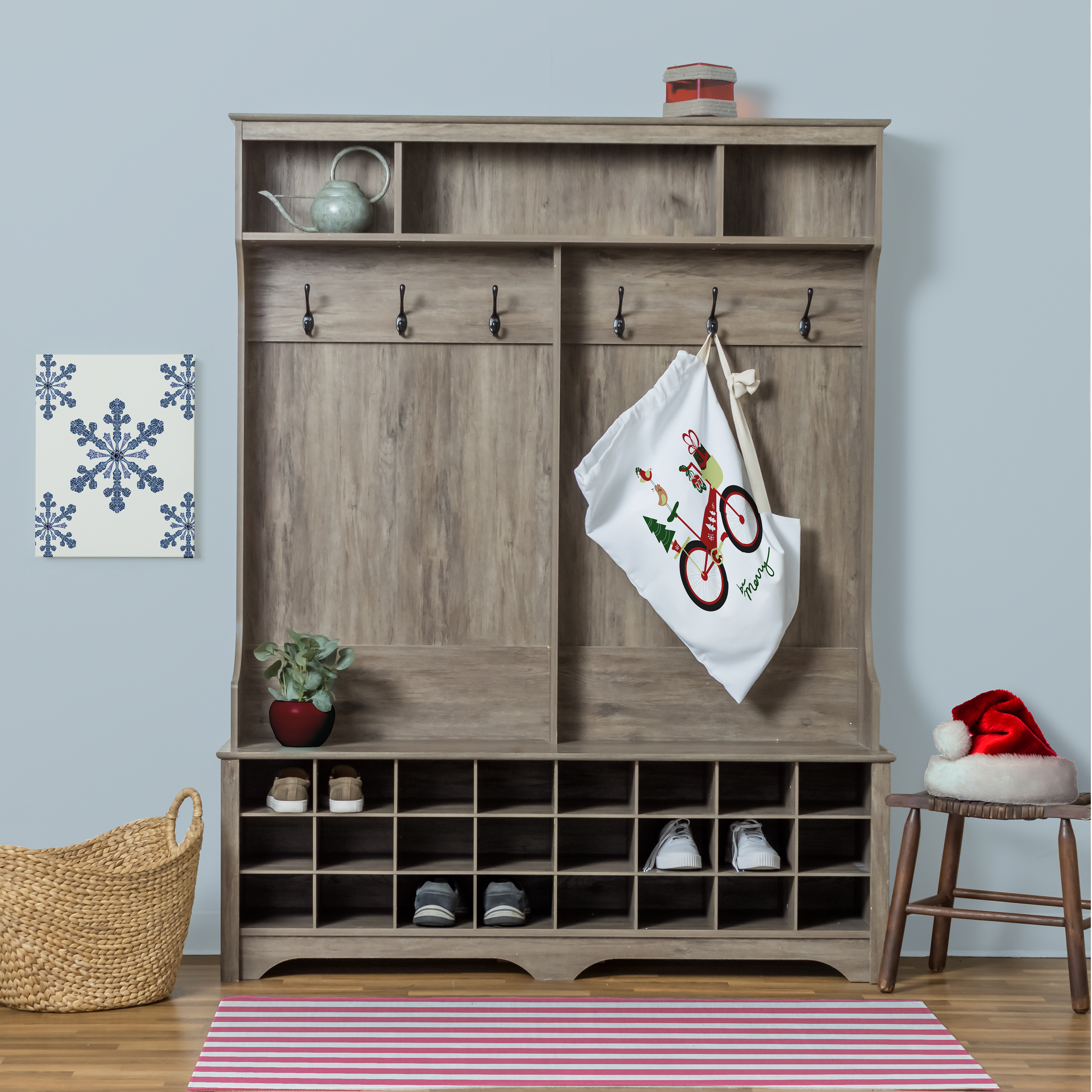 Simply Daisy Merry Bird Bike 28 x 36 inch Red Laundry Bag