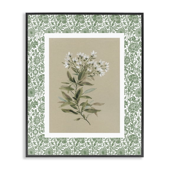 Stupell Industries Green Botanical Pattern Black Framed Giclee Art, design by Carol Robinson