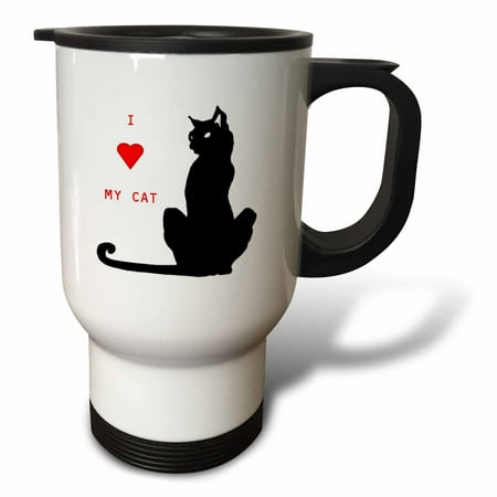 

3dRose I Love My Cat Travel Mug 14oz Stainless Steel