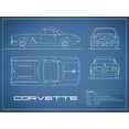 thumbnail image 2 of Rogan, Mark 14x12 Gold Ornate Wood Framed with Double Matting Museum Art Print Titled - Corvette 33BHP-Blue, 2 of 4