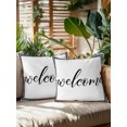 thumbnail image 2 of Outdoor Pillows Waterproof, White Welcome Bedding Throw Pillows with Insert for Couch Sofa Bed, Modern Minimalist Black Striped Border 16x16 Inch Pillowcases Decorative Camping Patio Pillow Set of 2, 2 of 8