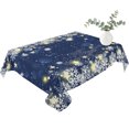 thumbnail image 2 of Navy Blue Snowflake Christmas Table Cloth Waterproof Tablecloths, Xmas Winter Snowflake Modern Art Tablecloth Dining Table Cover for Kitchen Party Tabletop Outdoor, Rectangle Tablecloth 60x102 Inch, 2 of 9