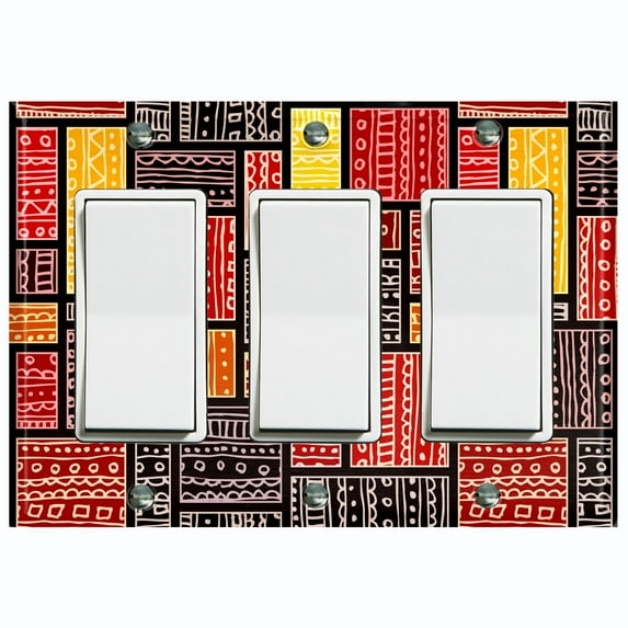 Metal Light Switch Plate Cover Colorful Safari African Tribal Art Pattern SFR003