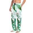 thumbnail image 2 of Men's Pajama Pants Lily Flowers Leaves Cotton Long Sleepwear Lounge Pants L, 2 of 7
