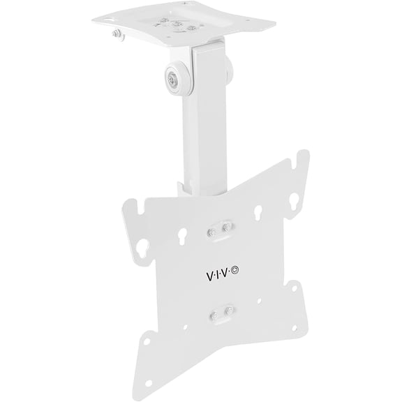 VIVO White Manual Flip Down 20" to 37" Screen Mount | For Pitched Roof Ceilings