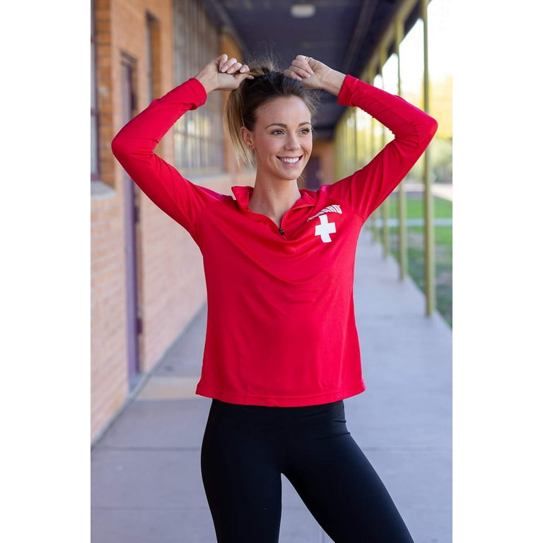 LIFEGUARD Officially Licensed Womens 1 4 Quarter Zip Active Performance Long Sleeve Shirt S Red Walmart