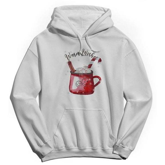 Haywood & Main Warm Wishes Graphic White Men's Cotton Pullover Hoodie