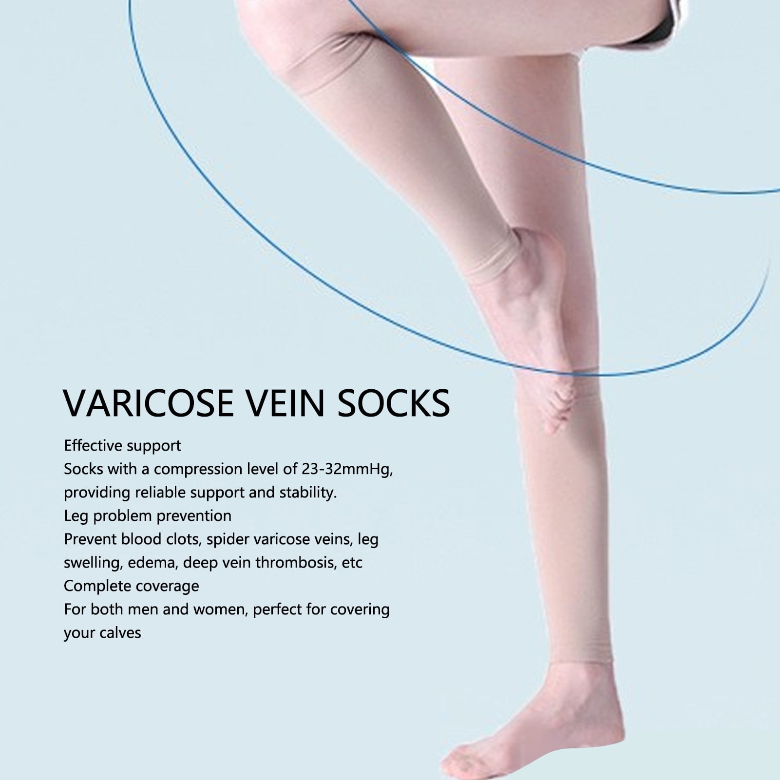Ymiko Knee High Compression Socks High Varicose Vein Stockings 23 To 32mmhg For Men And Women Thigh High Length Dot Top Open Toe Beige Nursing Trave