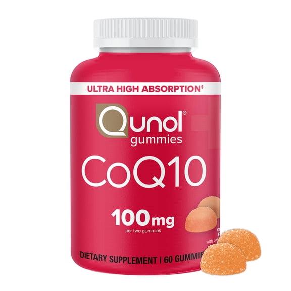 Qunol CoQ10 Gummies, 100mg,  Ultra-High Absorption, Heart Health Supplement, 60 Count