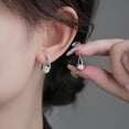 thumbnail image 2 of Pendientes de aro con incrustaciones geométricas de circonita para mujer, joyería de lujo con cristales brillantes, aretes de moda para niña, 2 of 4
