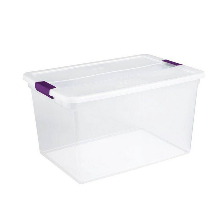  Sterilite 66 Qt ClearView Latch Storage Box Stackable Bin with  Latching Lid, Plastic Container to Organize Clothes in Closet, Clear Base,  Lid, 18-Pack