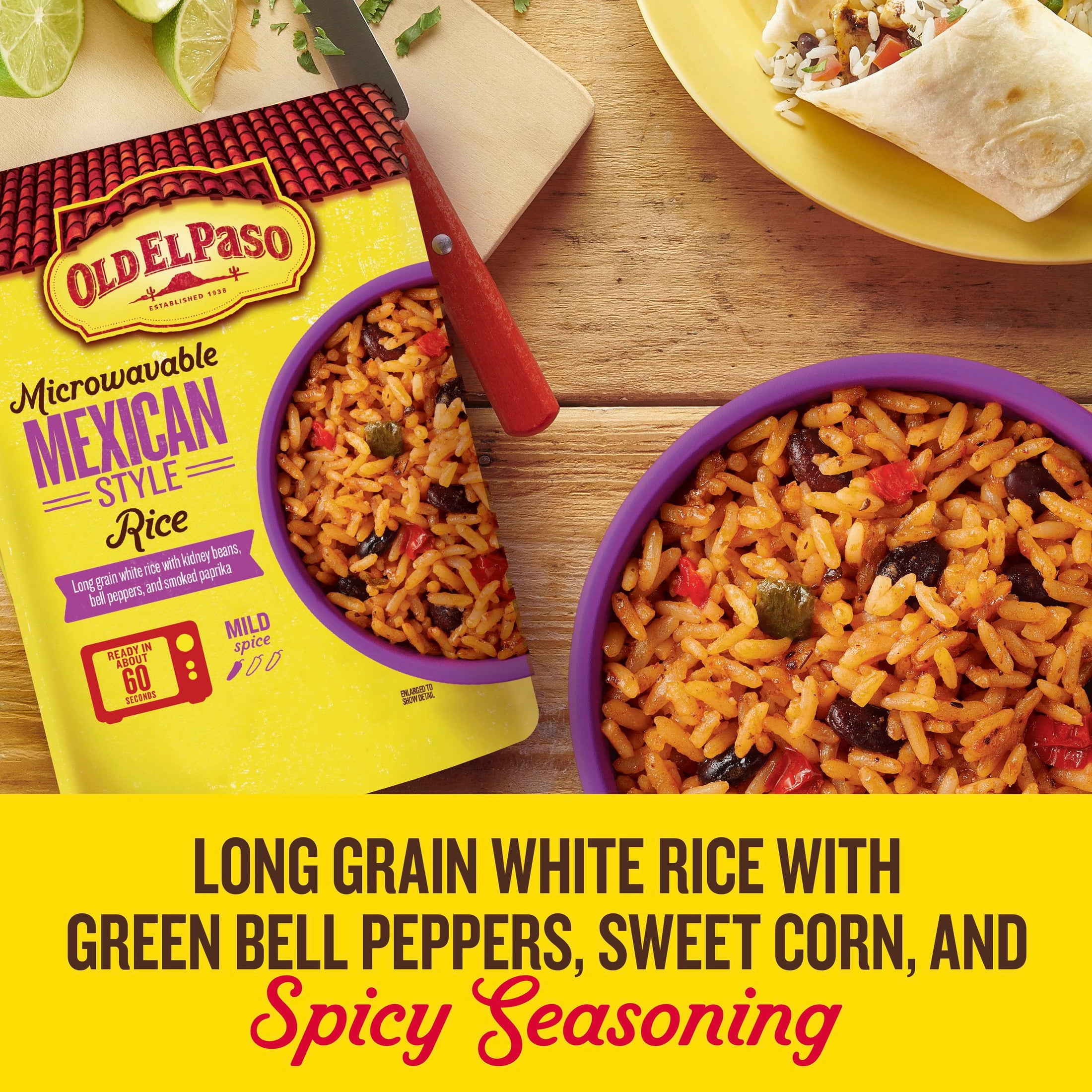 (8 pack) Old El Paso Rice, Mexican Style Rice, Microwavable Pouch, 8.8 oz
